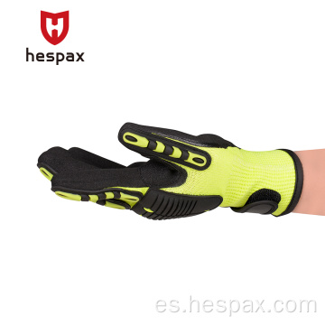 Hespax OEM Anti-Impacto Guantes de soldadura TPR Nitrilo Bajo